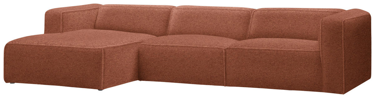 ECKSOFA in Webstoff Rostfarben  163/332 cm  - Rostfarben/Schwarz, Design, Kunststoff/Textil (163/332cm) - Stylife