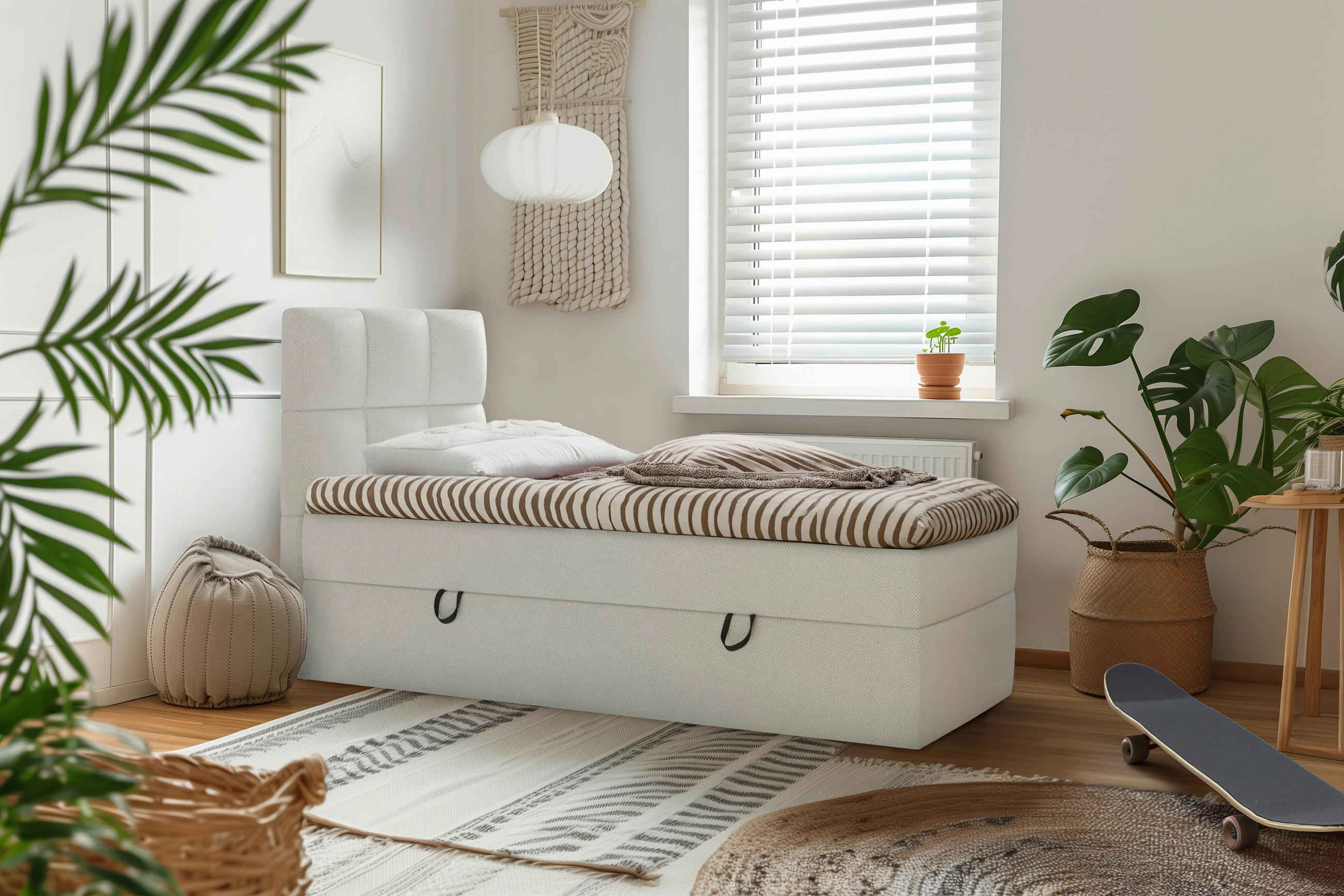 BOX KREVET    90/200 cm  - bijela, Moderno, drvni materijal/drvo (90/200cm) - MID.YOU
