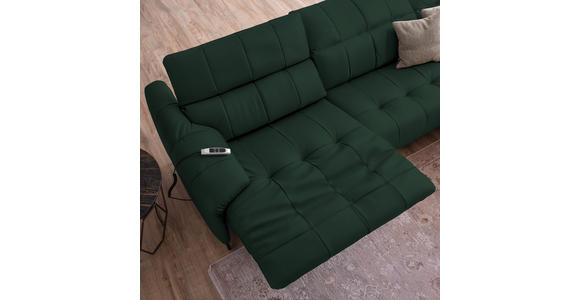 ECKSOFA in Echtleder Opal 313/165 cm - Opal/Schwarz, Design, Leder/Metall (313/165cm) - Emilio Belluti