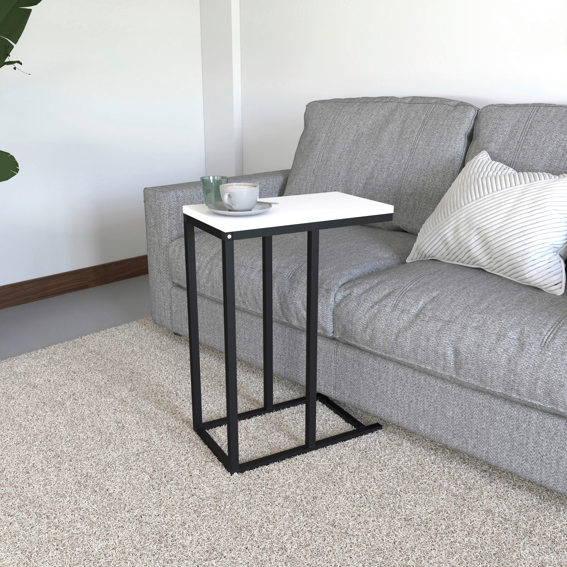 BEISTELLTISCH 46/26/63 cm Schwarz, Weiß rechteckig  - Schwarz/Weiß, Design, Holzwerkstoff/Metall (46/26/63cm) - MID.YOU