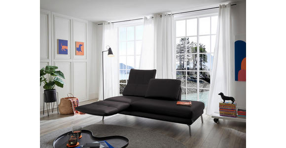 RÉCAMIERE in Echtleder Dunkelbraun  - Chromfarben/Dunkelbraun, Design, Leder/Metall (209/85-109/95-16cm) - Dieter Knoll