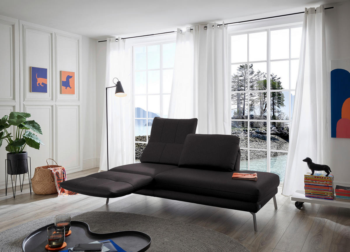 RÉCAMIERE in Echtleder Dunkelbraun  - Chromfarben/Dunkelbraun, Design, Leder/Metall (209/85-109/95-16cm) - Dieter Knoll