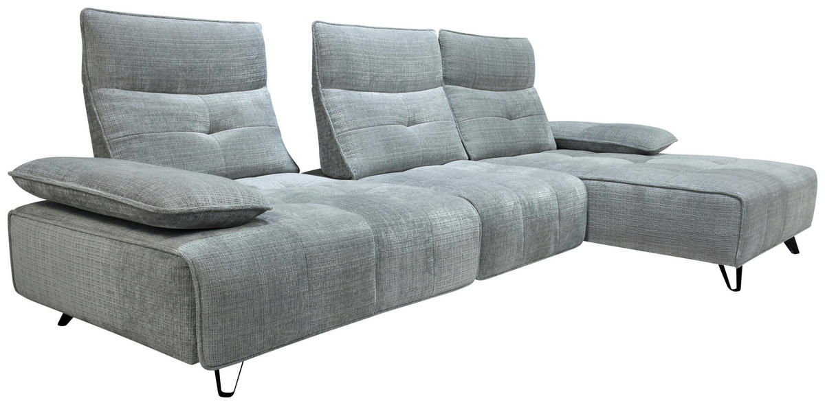 ECKSOFA Hellgrau Chenille  - Hellgrau/Schwarz, Design, Kunststoff/Textil (314/162cm) - Livetastic