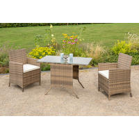 GARTENSET 3-teilig Stahl 3-teilig  - Beige/Naturfarben, MODERN, Glas/Kunststoff - Gardenson