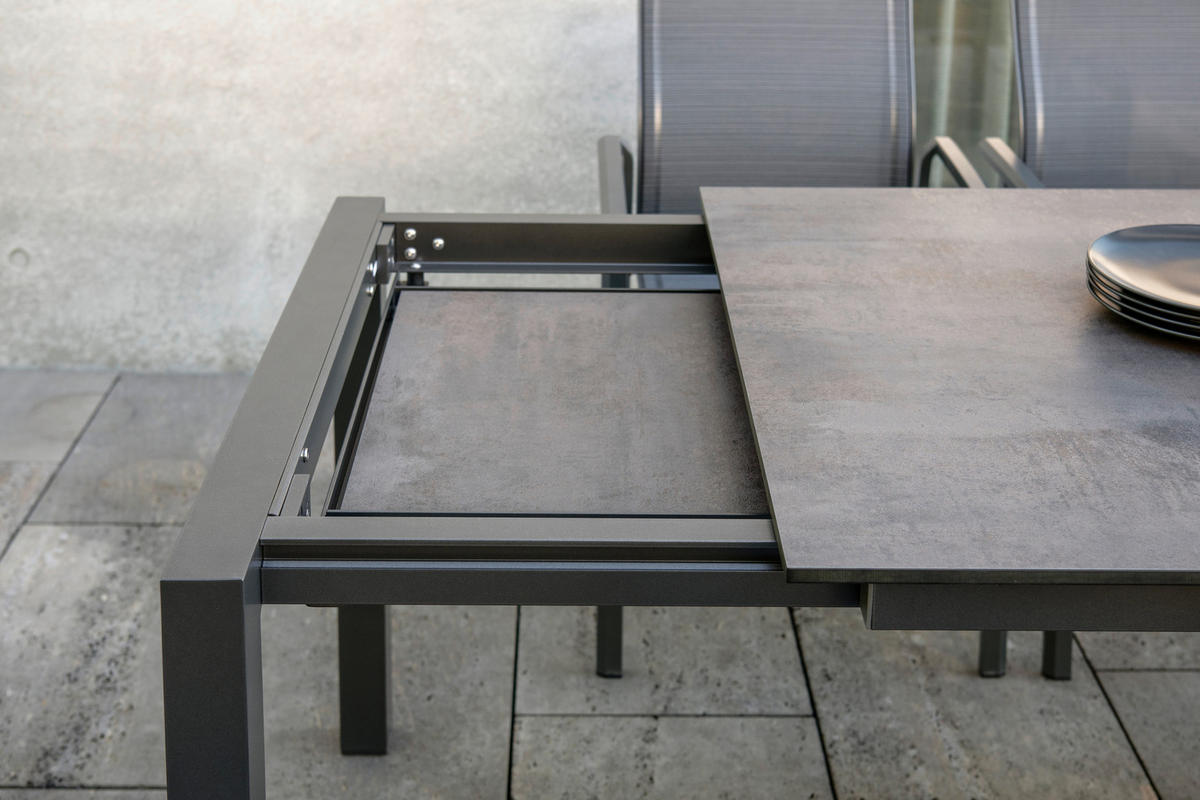 GARTENTISCH 160-210/90/75,5 cm Metall, Kunststoff rechteckig  - Anthrazit/Grau, Design, Kunststoff/Metall (160-210/90/75,5cm) - Stern