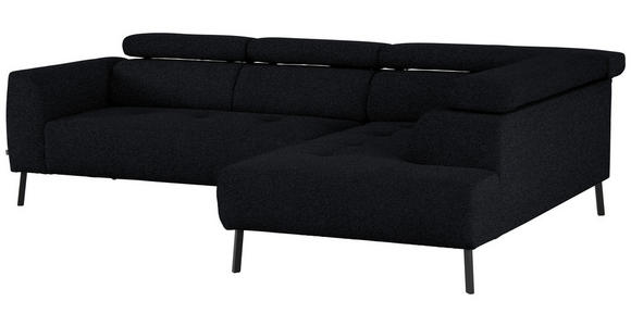 ECKSOFA in Chenille Anthrazit 280/205 cm - Anthrazit/Schwarz, Design, Textil/Metall (280/205cm) - Xora