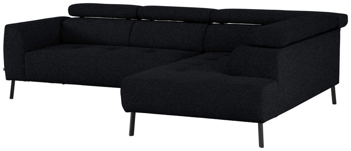 ECKSOFA in Chenille Anthrazit  280/205 cm  - Anthrazit/Schwarz, Design, Textil/Metall (280/205cm) - Xora