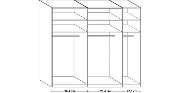 SCHWEBETÜRENSCHRANK  in Eichefarben, Champagner  - Champagner/Eichefarben, KONVENTIONELL, Glas/Holz (250/217/67cm) - Dieter Knoll