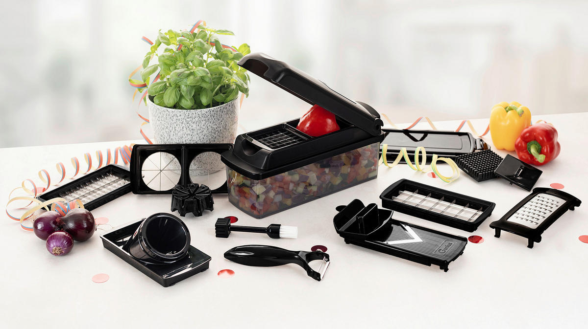 KÜCHENHELFERSET Nicer Dicer  - Schwarz, Basics, Kunststoff/Metall (28,5/13/11cm) - Genius