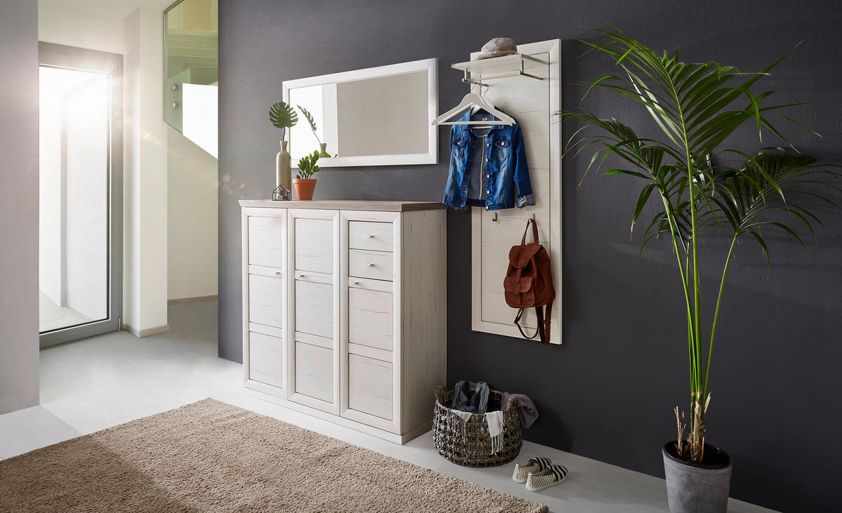 CIPŐSSZEKRÉNY 133,4/123/42,5 cm  - nikkelszínű/fehér, Lifestyle, műanyag/faalapú anyag (133,4/123/42,5cm) - Hom`in