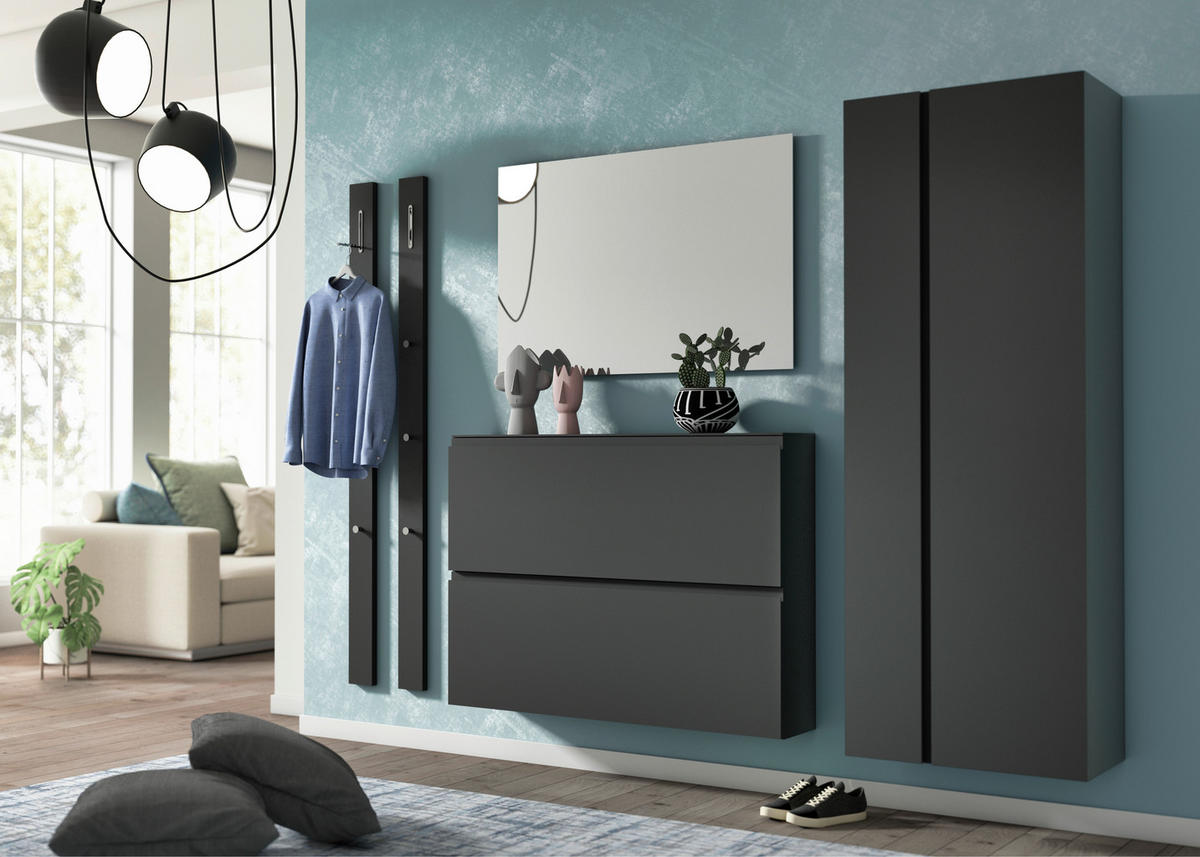 GARDEROBENSCHRANK Gardasee 60/165/33 cm  - Anthrazit, Design, Holzwerkstoff (60/165/33cm) - Moderano