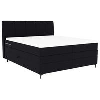BOXSPRINGBETT 180/200 cm,  in Schwarz, Matratze, Bettkasten, Topper, H3 = fest  - Schwarz, KONVENTIONELL, Textil/Metall (180/200cm) - Boxxx