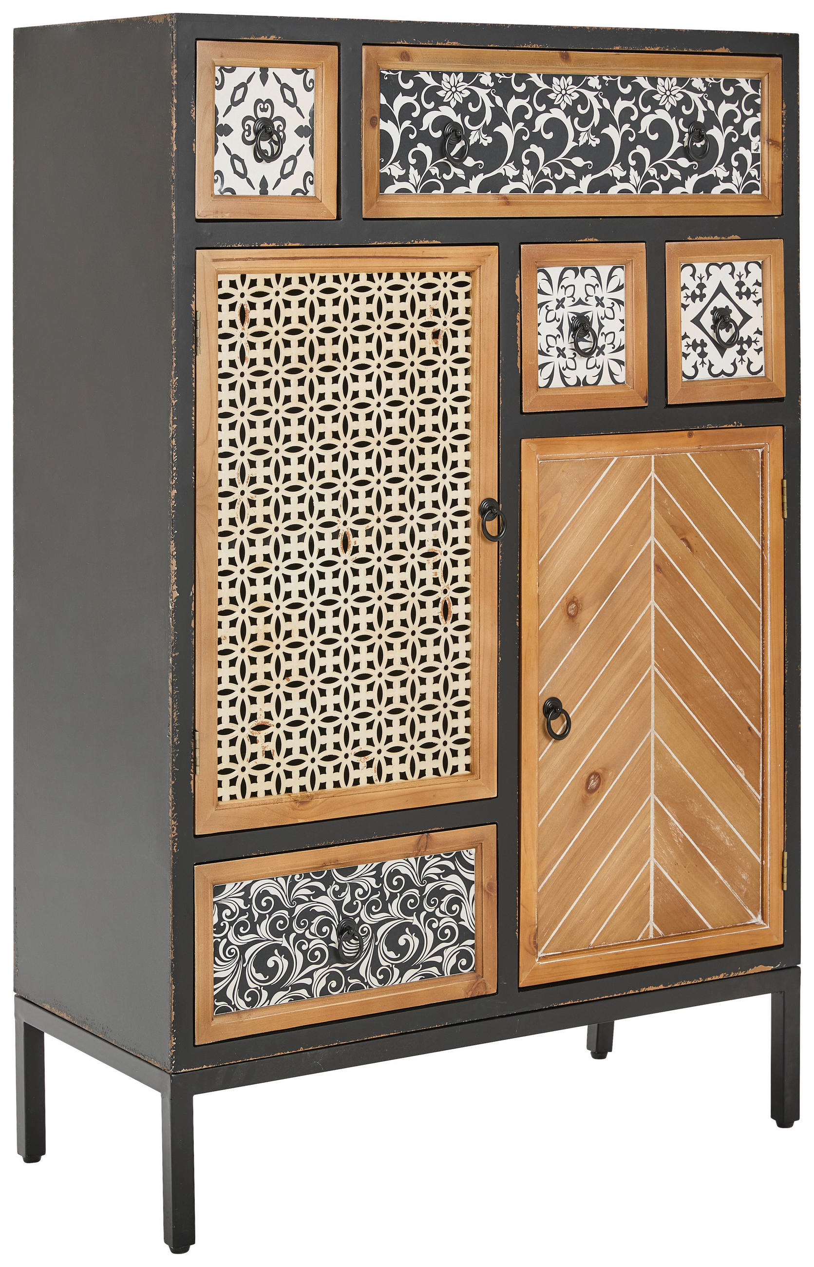 KOMMODE  in 80/124,5/38 cm  - Multicolor/Schwarz, ROMANTIK / LANDHAUS, Holz/Holzwerkstoff (80/124,5/38cm) - Landscape