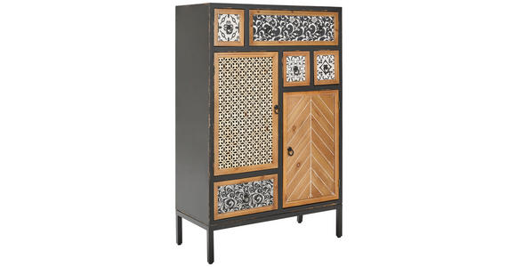 KOMMODE  in 80/124,5/38 cm  - Multicolor/Schwarz, ROMANTIK / LANDHAUS, Holz/Holzwerkstoff (80/124,5/38cm) - Landscape