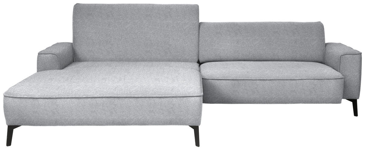 ECKSOFA in Flachgewebe Grau  - Schwarz/Grau, Design, Textil/Metall (190/285cm) - Johann Jakob