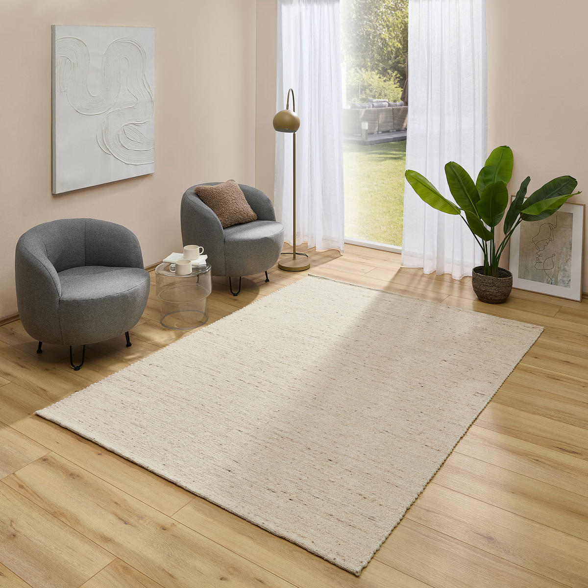 HANDWEBTEPPICH 200/290 cm Pavia Perlmutt  - Perlmutt, Basics, Textil (200/290cm) - Linea Natura