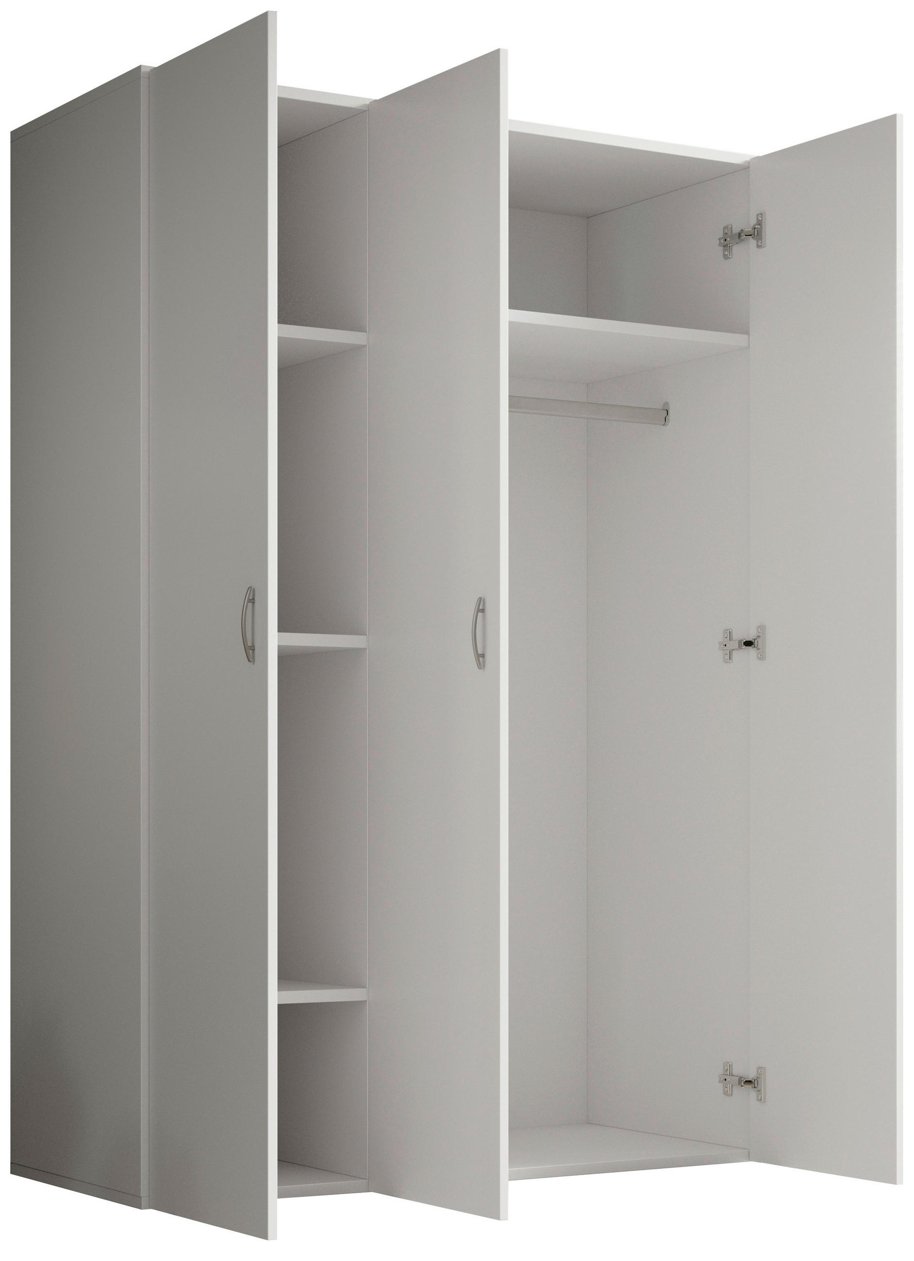 DREHTÜRENSCHRANK 121/176/51 cm 3-türig Weiß  - Alufarben/Weiß, KONVENTIONELL, Holzwerkstoff/Kunststoff (121/176/51cm) - Boxxx