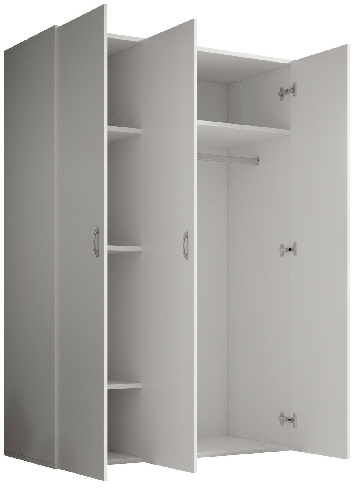 OMARA S KLASIČNIMI VRATI, bela  - bela/barve aluminija, Konvencionalno, umetna masa/leseni material (121/176/51cm) - Boxxx