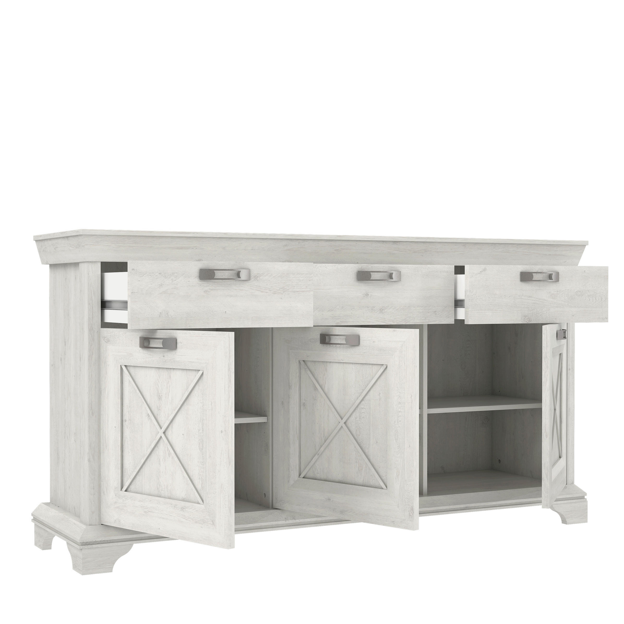 SIDEBOARD  in 178,3/95,9/48,2 cm  - Silberfarben/Weiß, ROMANTIK / LANDHAUS, Holzwerkstoff/Kunststoff (178,3/95,9/48,2cm) - MID.YOU