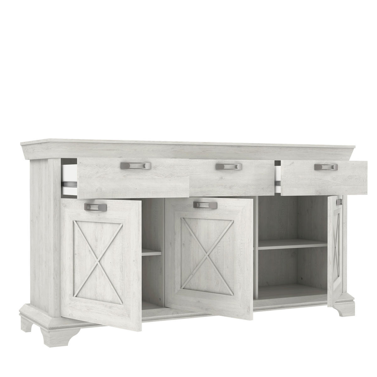 SIDEBOARD  in 178,3/95,9/48,2 cm  - Silberfarben/Weiß, ROMANTIK / LANDHAUS, Holzwerkstoff/Kunststoff (178,3/95,9/48,2cm) - MID.YOU
