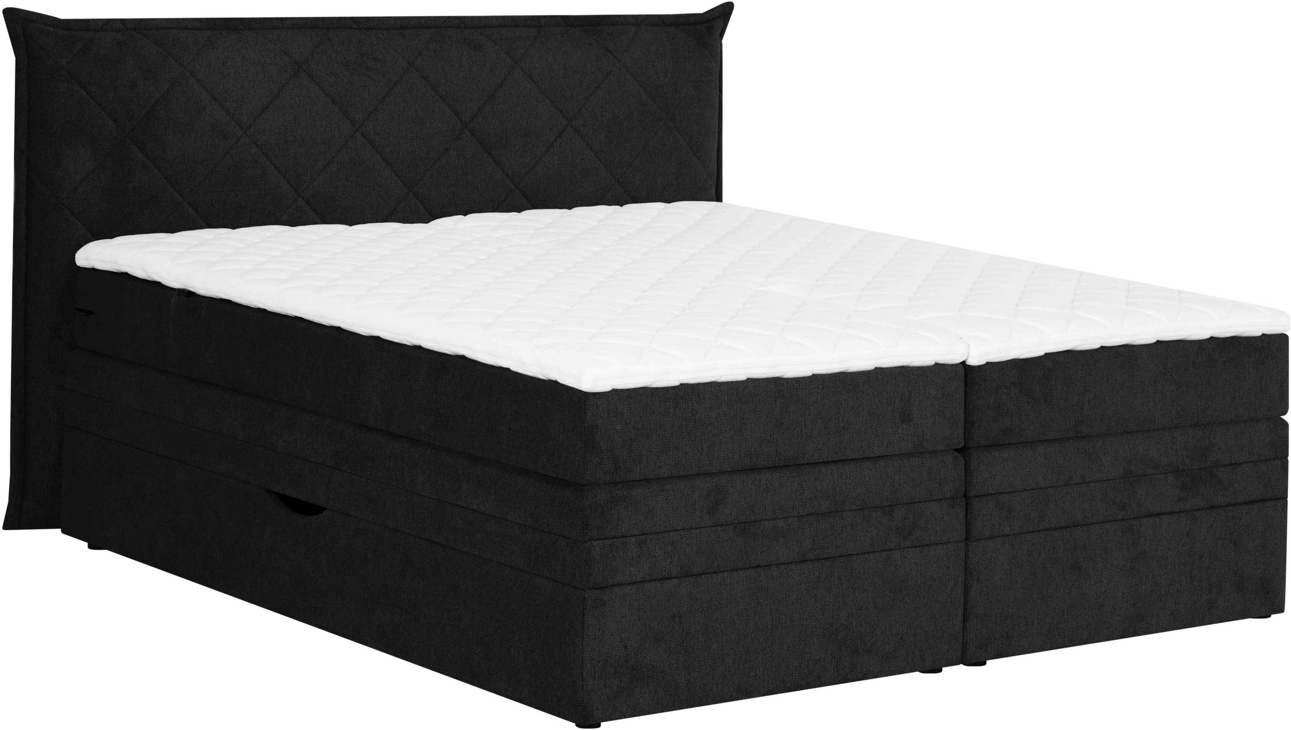 BOXSPRINGBETT 180/200 cm  in Schwarz  - Schwarz, KONVENTIONELL, Holz/Textil (180/200cm) - Welnova