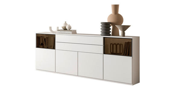 SIDEBOARD Weiß  180/85/40 cm  - Schwarz/Weiß, KONVENTIONELL, Glas/Holzwerkstoff (180/85/40cm) - Venda