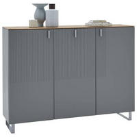 SCHUHSCHRANK Eiche furniert Grau, Eichefarben  - Eichefarben/Alufarben, Design, Holz/Holzwerkstoff (139/104/36cm) - Dieter Knoll