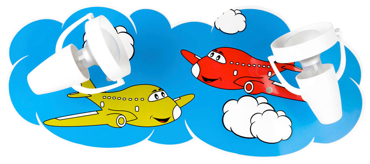 KINDERWANDLEUCHTE Flugzeuge 2-fl 19/44/16 cm   - Blau/Gelb, Basics, Holzwerkstoff/Kunststoff (19/44/16cm)