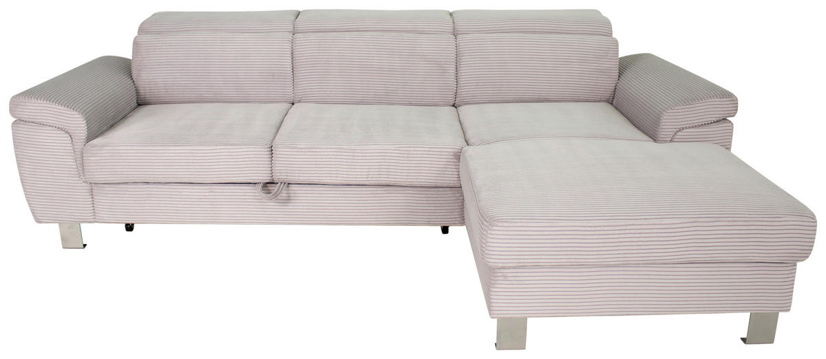 ECKSOFA in Cord Hellgrau  - Silberfarben/Hellgrau, Design, Textil/Metall (250/167cm) - Xora
