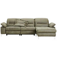 ECKSOFA in Mikrofaser Olivgrün  280/184 cm  - Chromfarben/Olivgrün, Design, Textil/Metall (280/184cm) - Pure Home Comfort