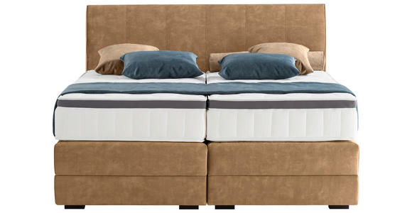 BOXSPRINGBETT 180/200 cm in Goldfarben - Wengefarben/Goldfarben, KONVENTIONELL, Holz/Textil (180/200cm) - Novel