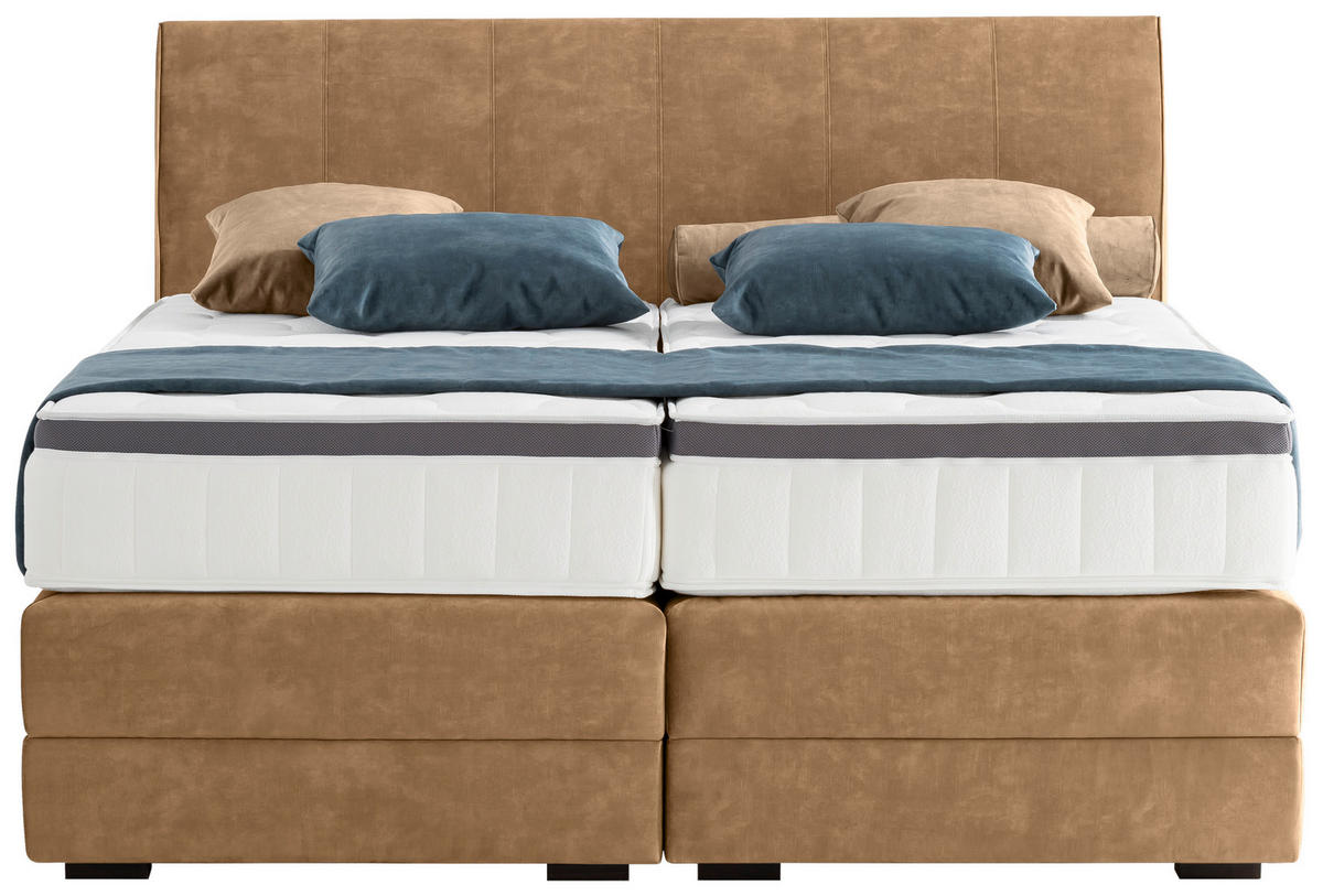 BOXSPRINGBETT 180/200 cm  in Goldfarben  - Wengefarben/Goldfarben, Konventionell, Holz/Textil (180/200cm) - Novel