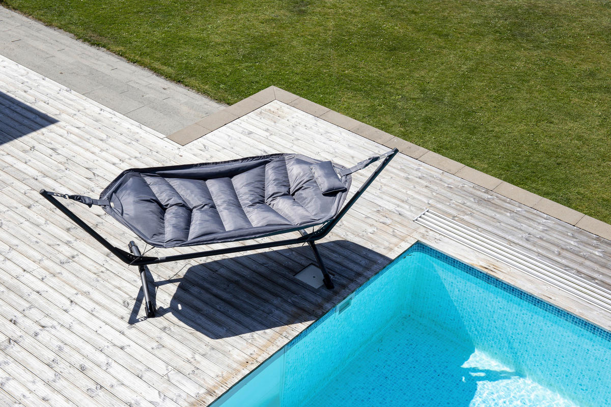 HÄNGEMATTE 115/104/305 cm  - Schwarz, KONVENTIONELL, Textil/Metall (115/104/305cm) - Gardenson