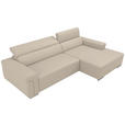 ECKSOFA DUA in Echtleder Beigebraun  293/170 cm  - Chromfarben/Beigebraun, Design, Leder/Metall (293/170cm) - Novel