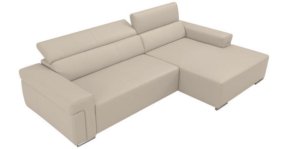 ECKSOFA DUA in Echtleder Beigebraun  293/170 cm  - Chromfarben/Beigebraun, Design, Leder/Metall (293/170cm) - Novel