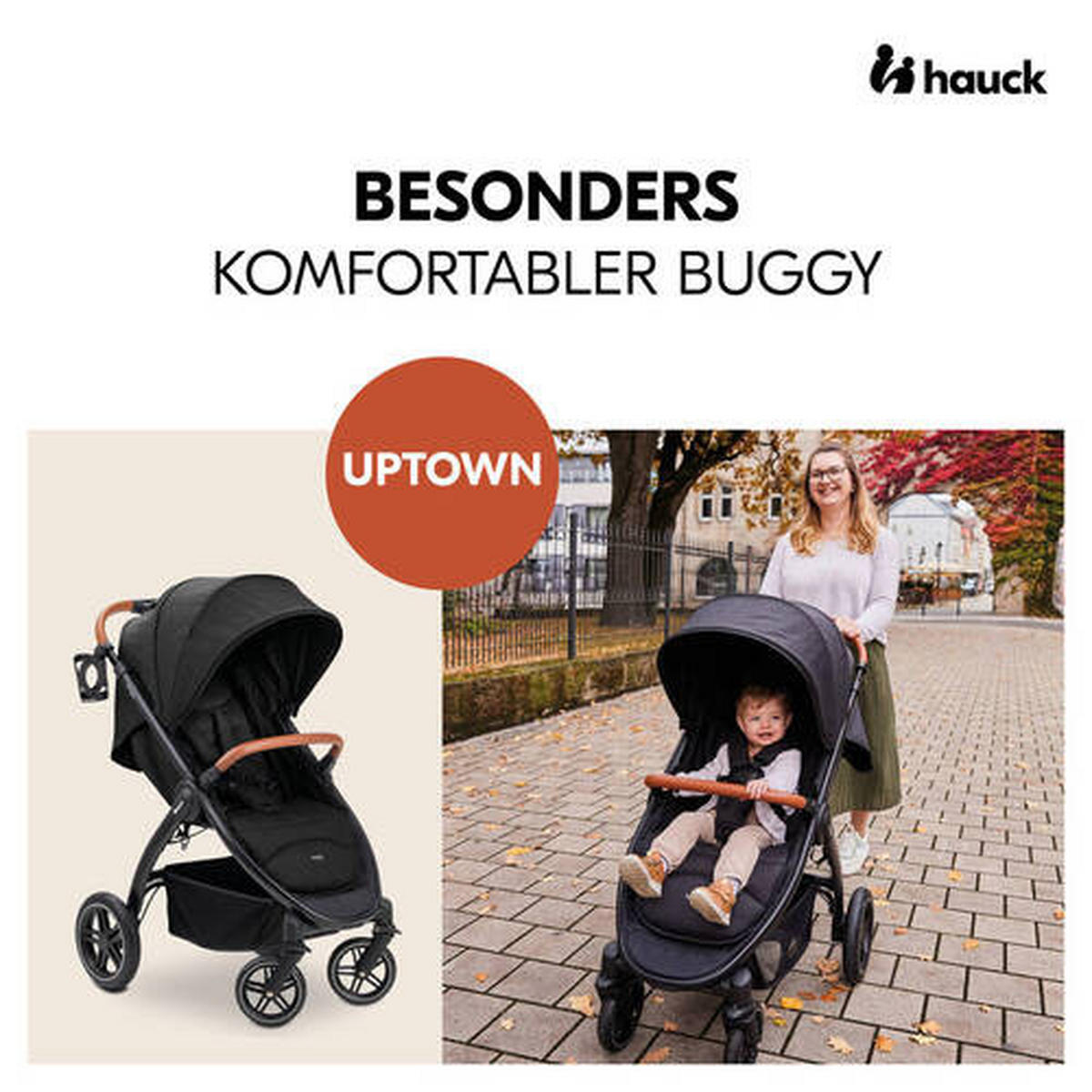 BUGGY Uptown  - Schwarz, Basics, Kunststoff/Textil (59.5/107/85cm) - Hauck