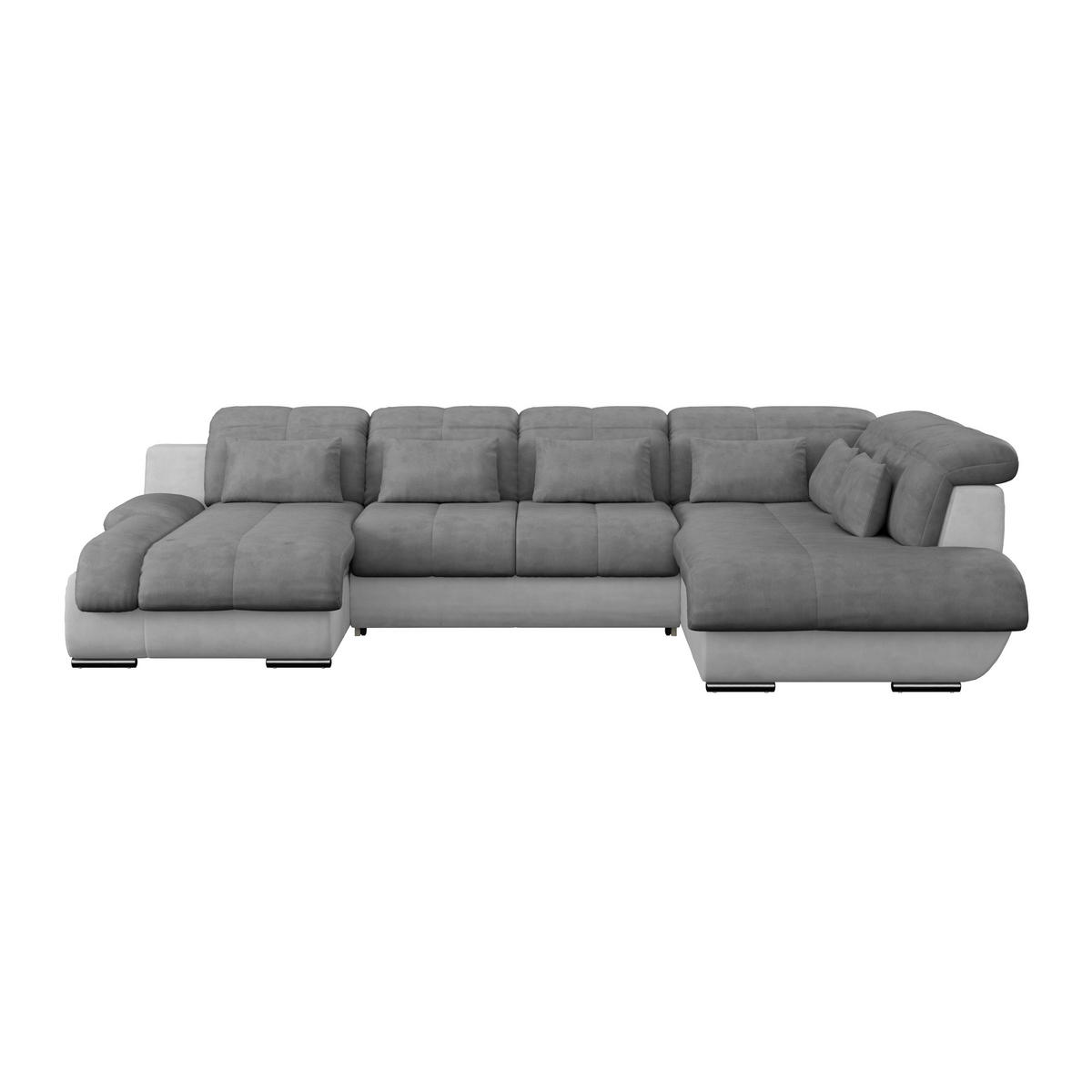 WOHNLANDSCHAFT in Mikrofaser Hellgrau, Dunkelgrau  - Chromfarben/Dunkelgrau, Modern, Textil/Metall (184/345/228cm) - MID.YOU