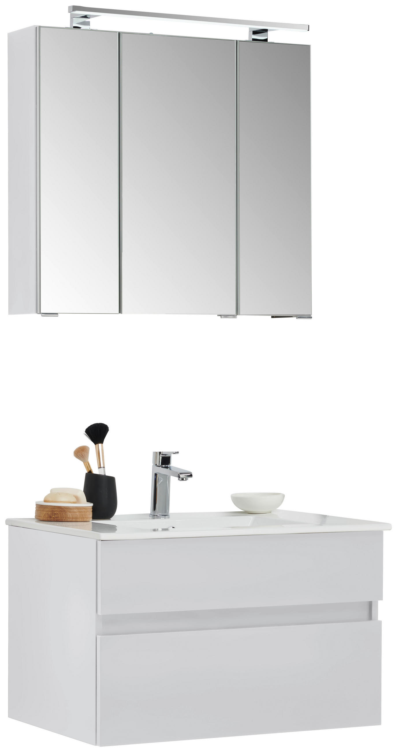 BADEZIMMER 3-teilig  in 72 cm  - Weiß, Design, Keramik/Holzwerkstoff (72cm) - Novel