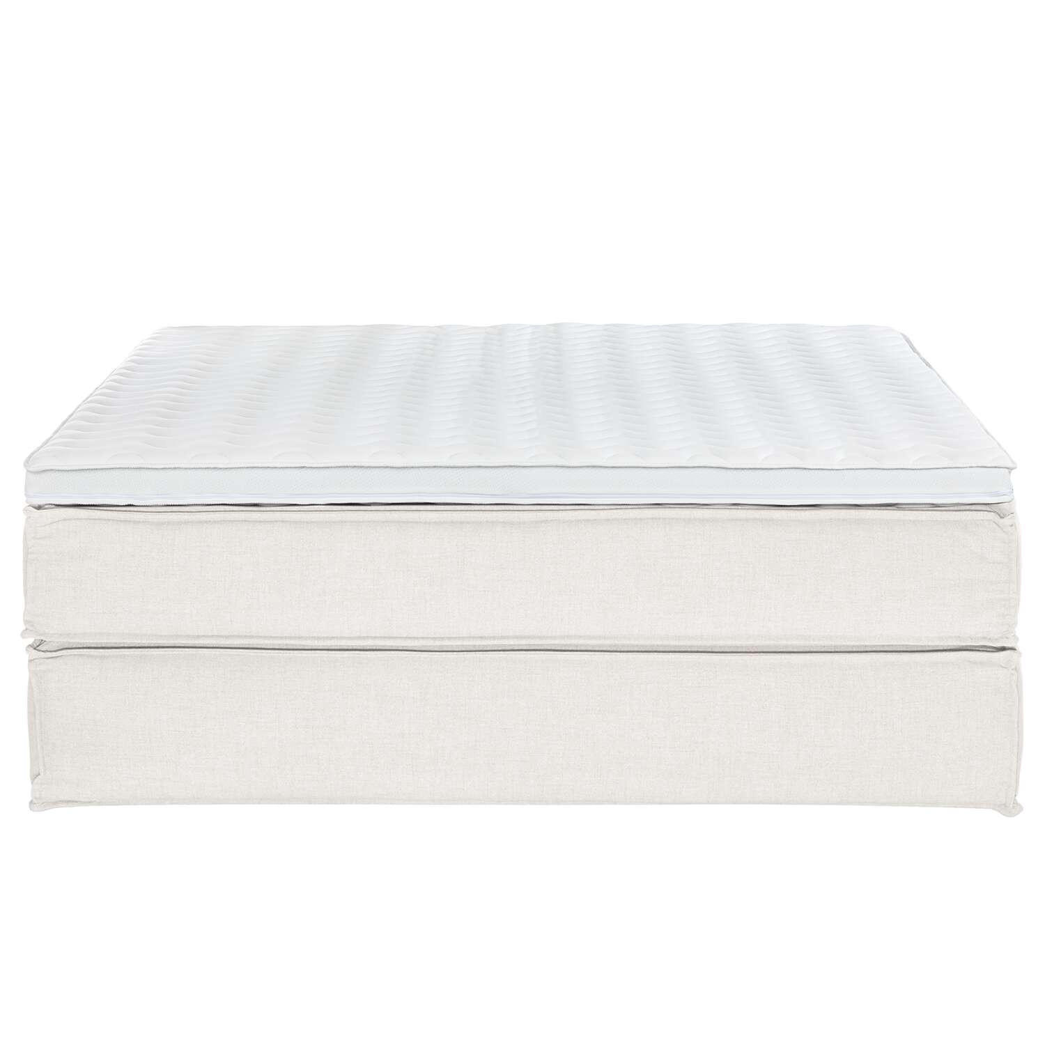 Thumbnail - home24 Boxspringbett, Creme, Textil, H3, 7-Zonen, Höhe ca. 24 cm, 180x220 cm, Topper durchgehend, Partnermatratze mit du...