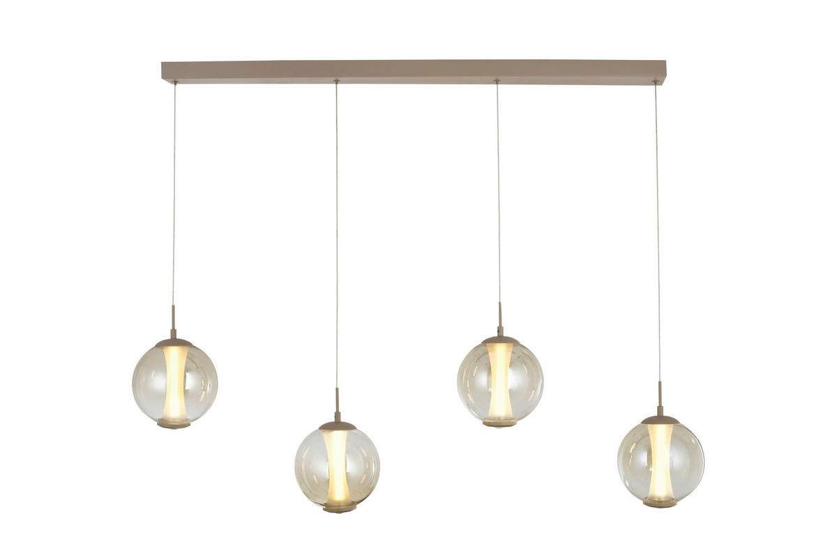 LED-HÄNGELEUCHTE Orleans 120/150/18 cm  - Sandfarben, Design, Glas/Metall (120/150/18cm)