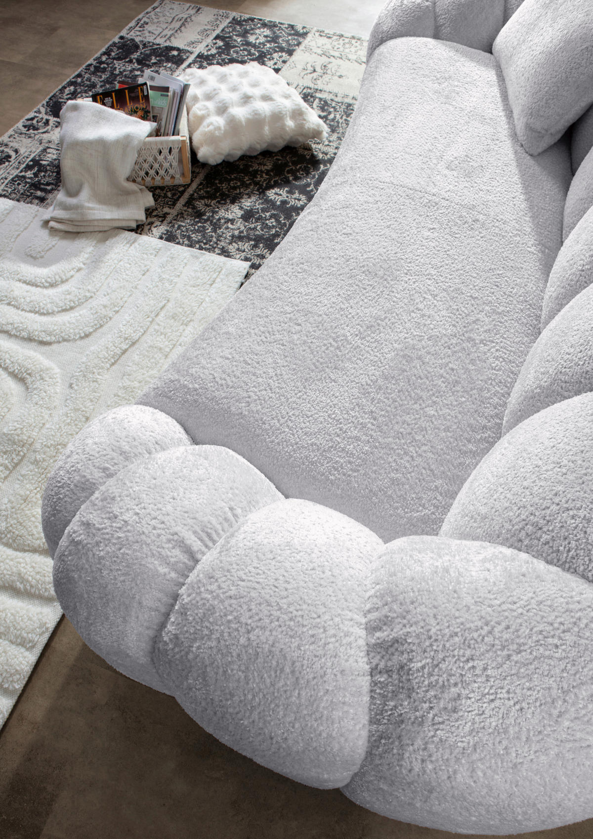 BIGSOFA in Chenille Hellgrau  - Hellgrau/Schwarz, KONVENTIONELL, Kunststoff/Textil (248/78/112cm) - Carryhome