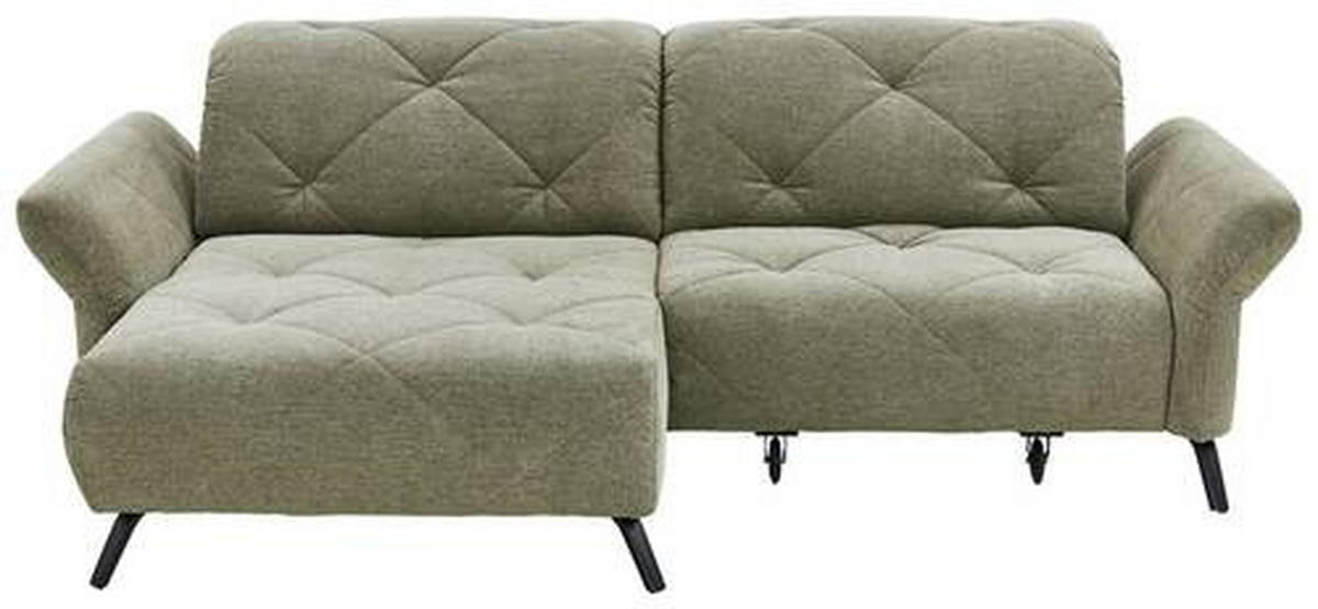 ECKSOFA in Webstoff Grün  - Schwarz/Grün, Design, Textil/Metall (173/244cm) - Moderano