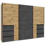 SCHWEBETÜRENSCHRANK  in Dunkelgrau, Eiche Artisan  - Dunkelgrau/Alufarben, KONVENTIONELL, Holzwerkstoff/Metall (270/200/61cm) - Carryhome