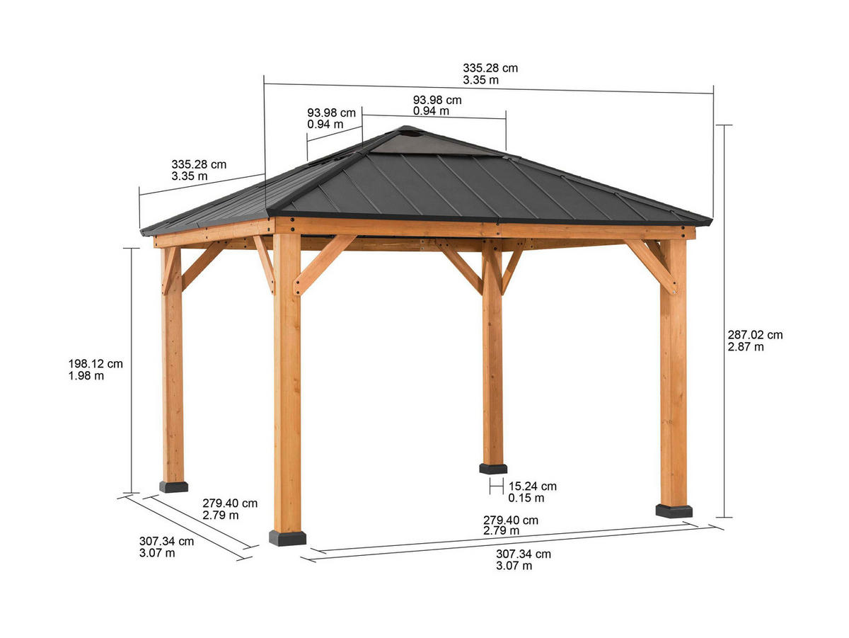 PAVILLON 336/287/336 cm   - Anthrazit, Basics, Holz/Kunststoff (336/287/336cm)