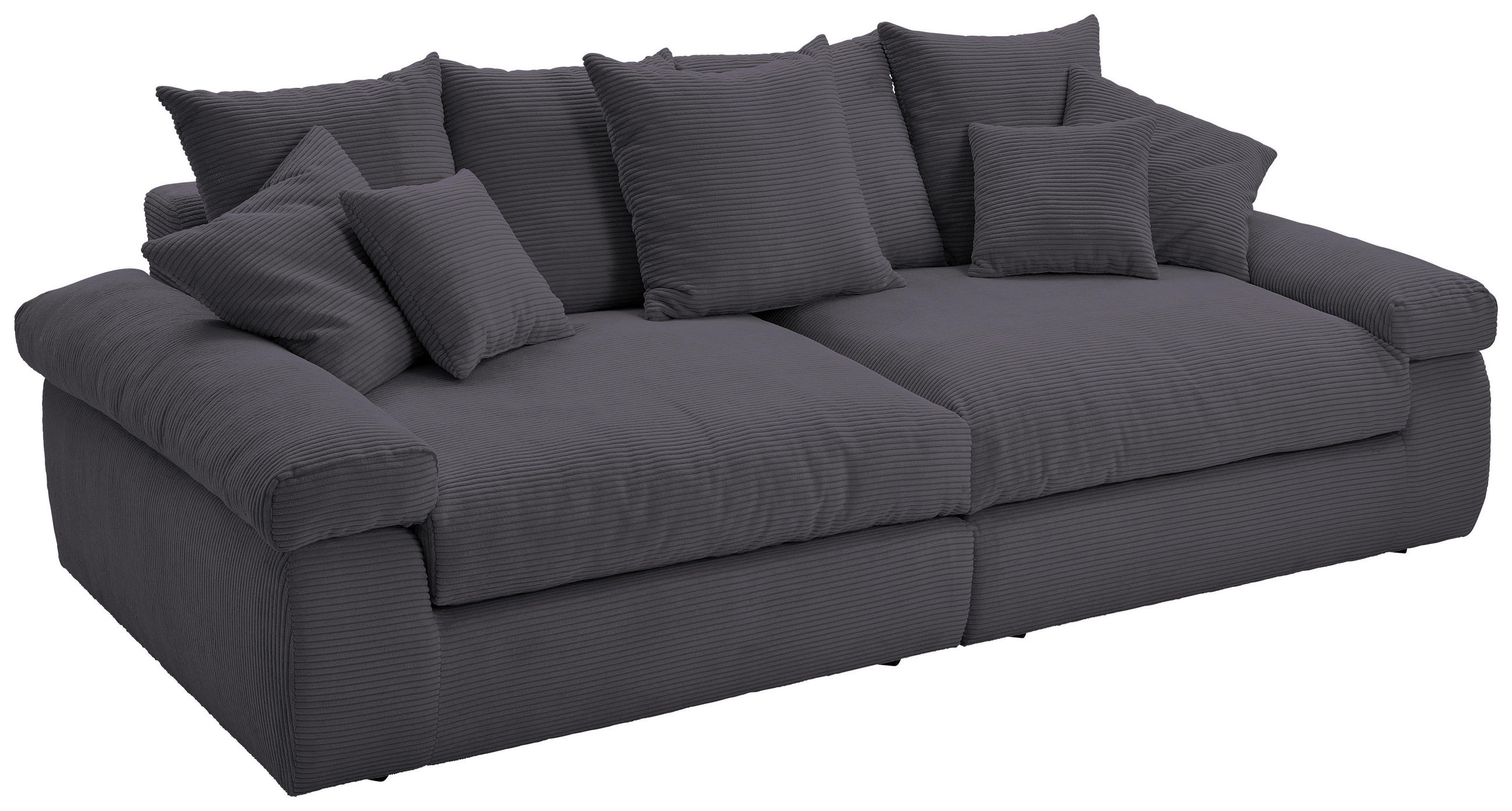 BIGSOFA Cord Dunkelgrau  - Dunkelgrau/Schwarz, Design, Kunststoff/Textil (260/90/140cm) - Carryhome