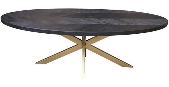 ESSTISCH in Holz, Metall 220/110/76 cm  - Goldfarben/Schwarz, Design, Holz/Metall (220/110/76cm) - Ambia Home