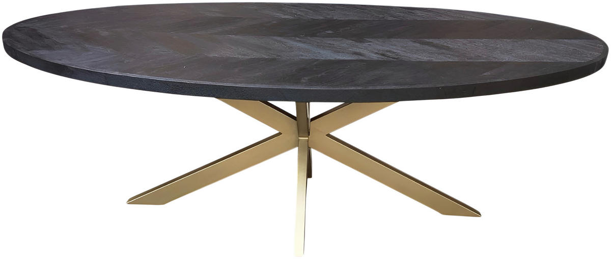 ESSTISCH in Holz, Metall 220/110/76 cm  - Goldfarben/Schwarz, Design, Holz/Metall (220/110/76cm) - Ambia Home