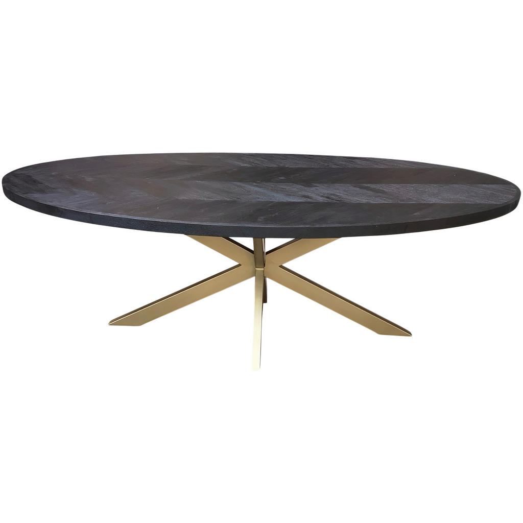 Thumbnail - Ambia Home Esstisch, Schwarz, Gold, Holz, Metall, Mangoholz, Holz, oval, eckig, 110x76x220 cm, Esszimmer, Tische, Esstis...
