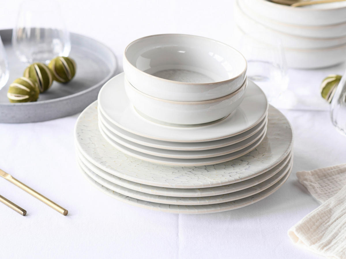 TAFELSERVICE Creme, Weiß Unico Toscania 16-teilig  - Creme/Weiß, Basics, Keramik - Creatable