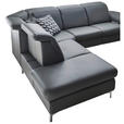 ECKSOFA Anthrazit Echtleder  - Chromfarben/Anthrazit, KONVENTIONELL, Leder/Metall (242/289cm) - Cantus